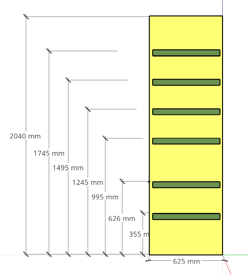 Werkstattschrank OSB Technische Zeichnung rechts